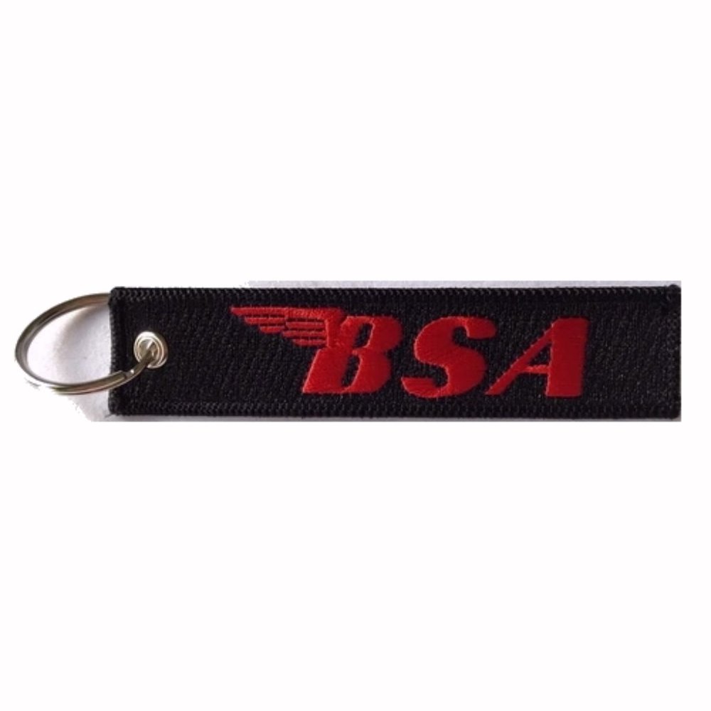 BSA Black-Red Key Chain Fob Embroidered Key - NEW FAST SHIP